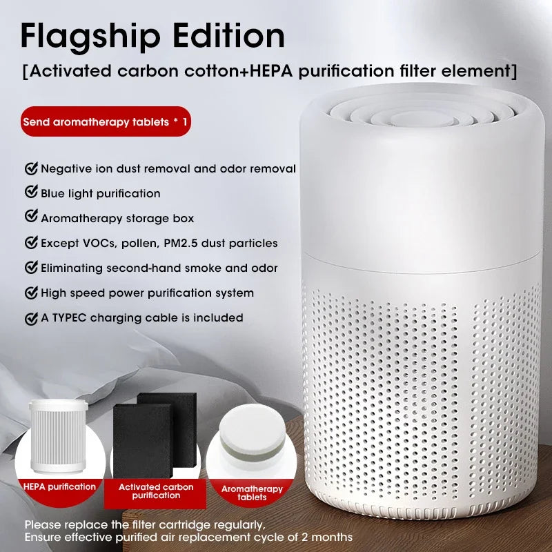 Smart Air Purifier Negative Ions Generator H12 HEPA Filter Purification Intelligent Desktop Air Purifier